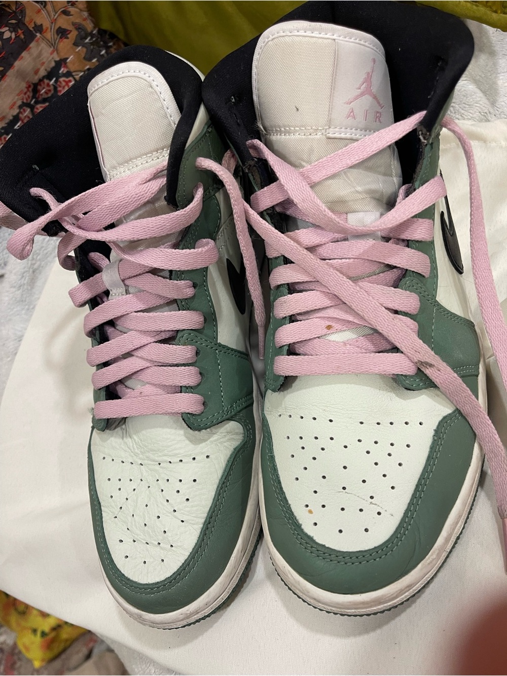 Nike air Jordan woman’s High-Top Sneakers in Green, White & lavander